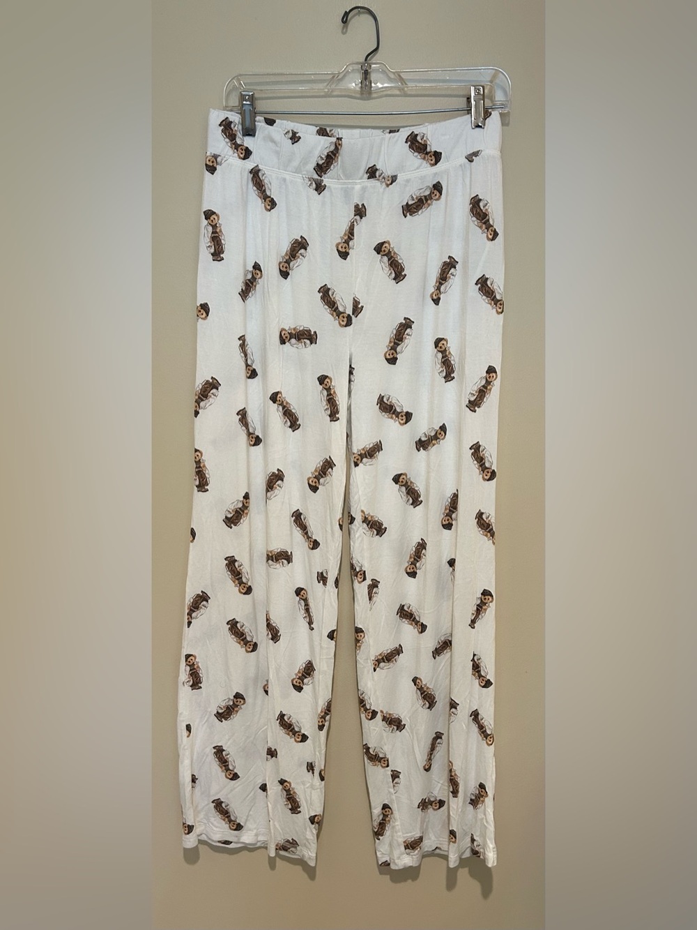 Polo Ralph Lauren White Lounge Teddy Bear Pants Viscose Spandex Blend Size M
